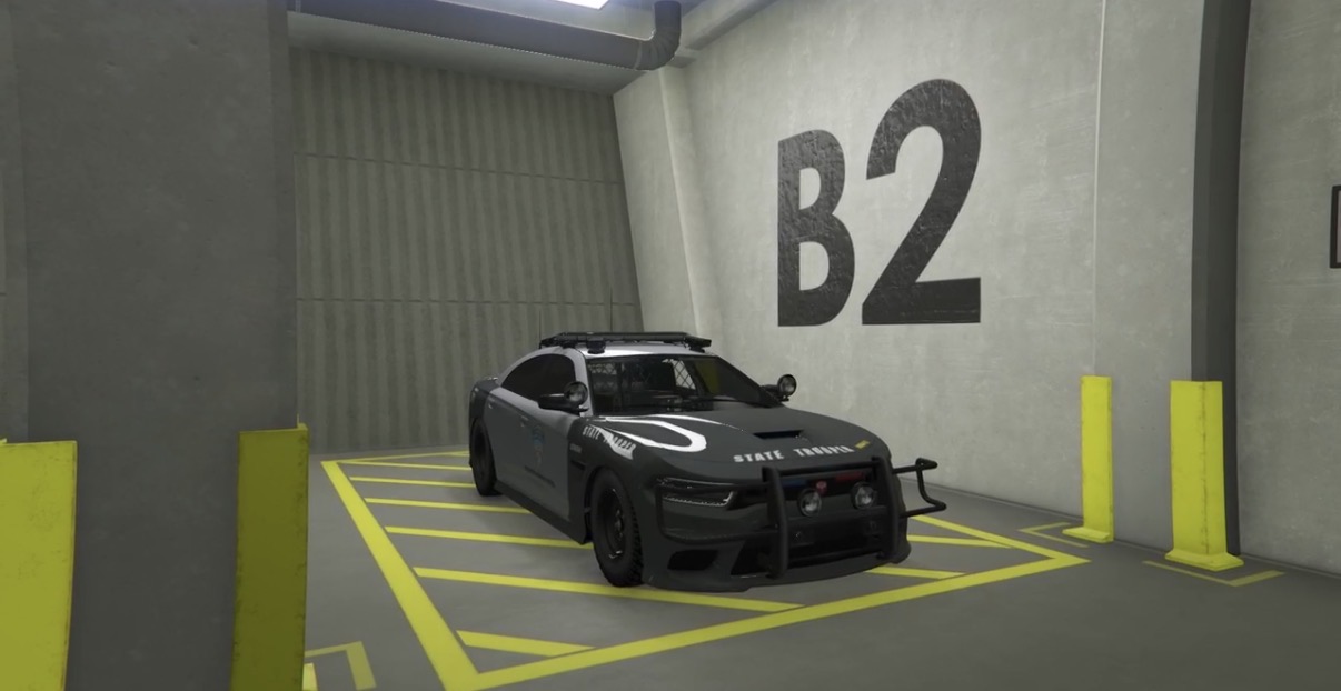 NMSP Charger in the impound garage